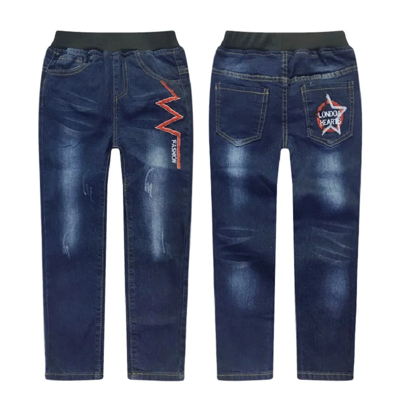 Для мальчиков джинсы 2019 Весна Детские Повседневное зауженные Pants.4Y 15Y дети письмо
