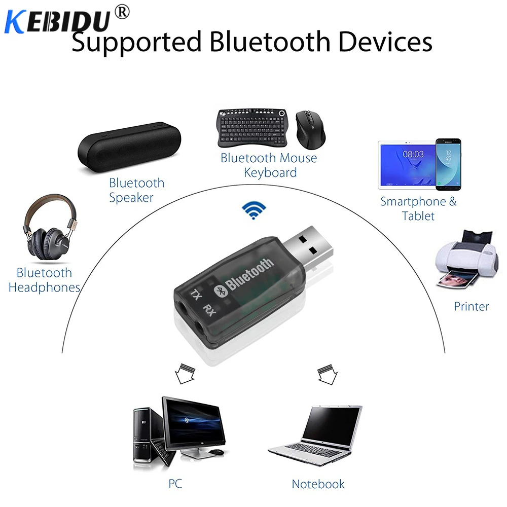 KEBIDU беспроводной usb адаптер Bluetooth 4 2 приемник передатчик Ключ Музыка Звуковой для