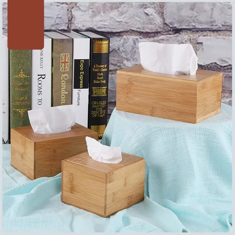 1pc Tissue Box Desktop Bamboo Square Paper Case Napkin Holder Container for Hotel Shop Car Office | Дом и сад