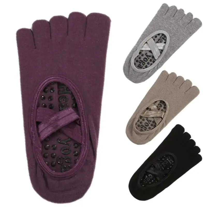 Носки для йоги с пятью носками хлопковые профессиональные Нескользящие