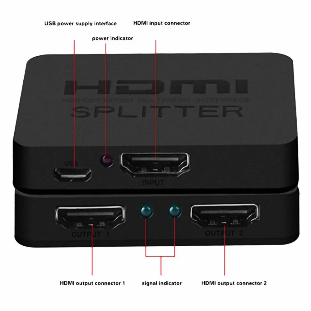 MOOL HDMI сплиттер 1x2 1 вход 2 выхода усилитель коммутатор Box Hub поддержка 4KX2K 3D 2160p 1080p