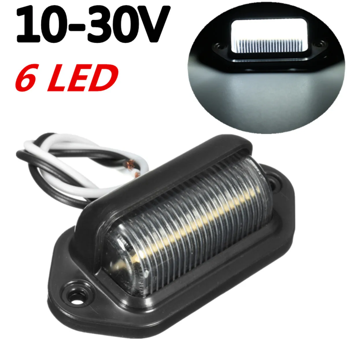 12V 6 LED номерной знак свет прицеп грузовик Белый ABS пластик|Система освещения для
