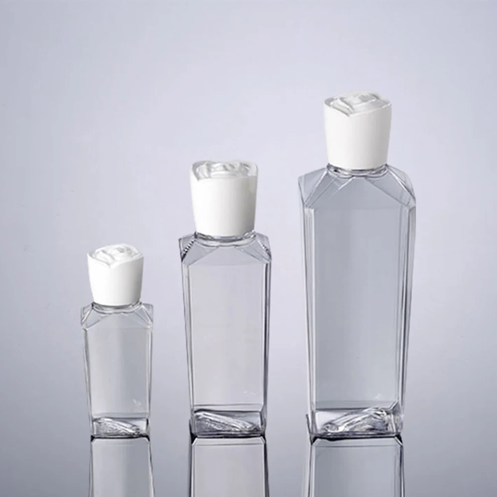 

PETG 120 мл прозрачная пустая бутылка для жидкости Косметическая дорожная пластиковая бутылка 4 унции с белой крышкой для цветов