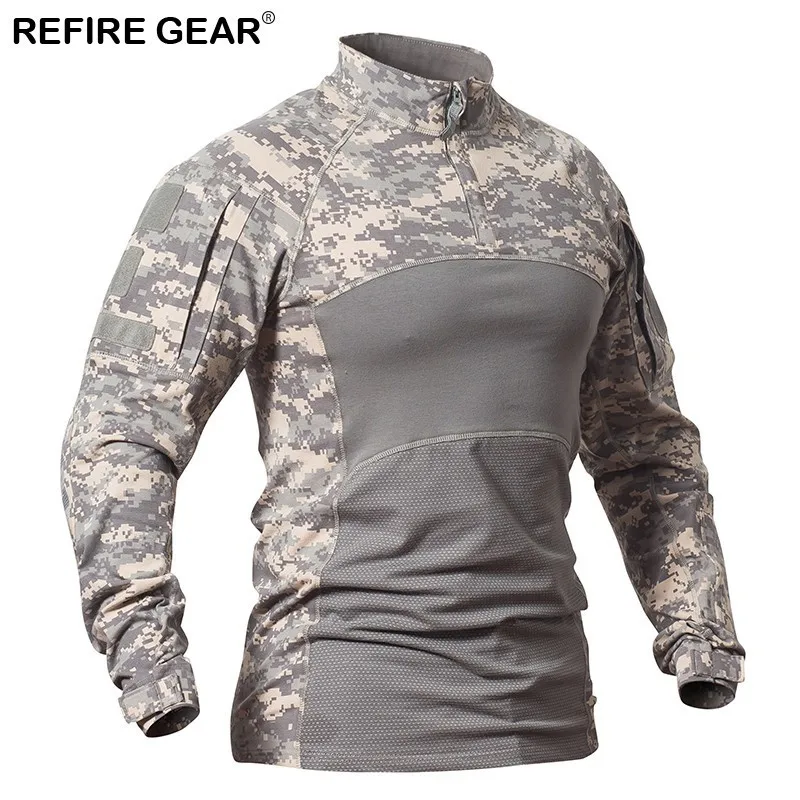 Мужская камуфляжная футболка Refire Gear тактическая с длинным рукавом для занятий