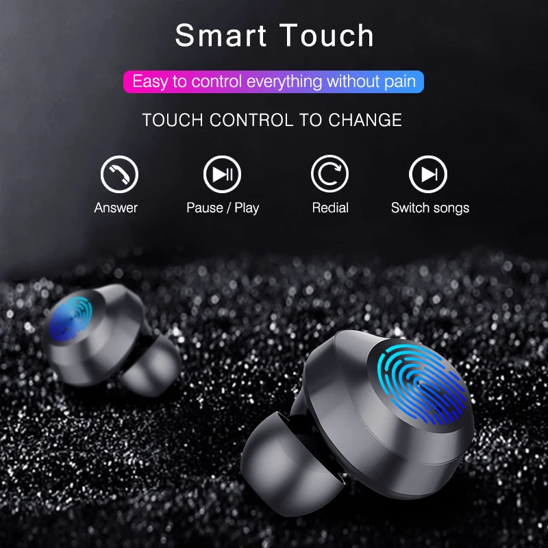 Bluetooth наушники tws V5.0 с сенсорным управлением беспроводные + зарядная коробка Hi Fi