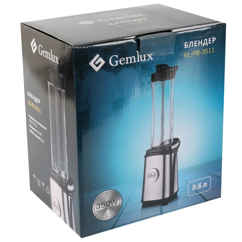 Блендер GEMLUX GL PB 3511 (Мощность 350 Вт объем 0.6 л тритановый стакан с крышкой материал