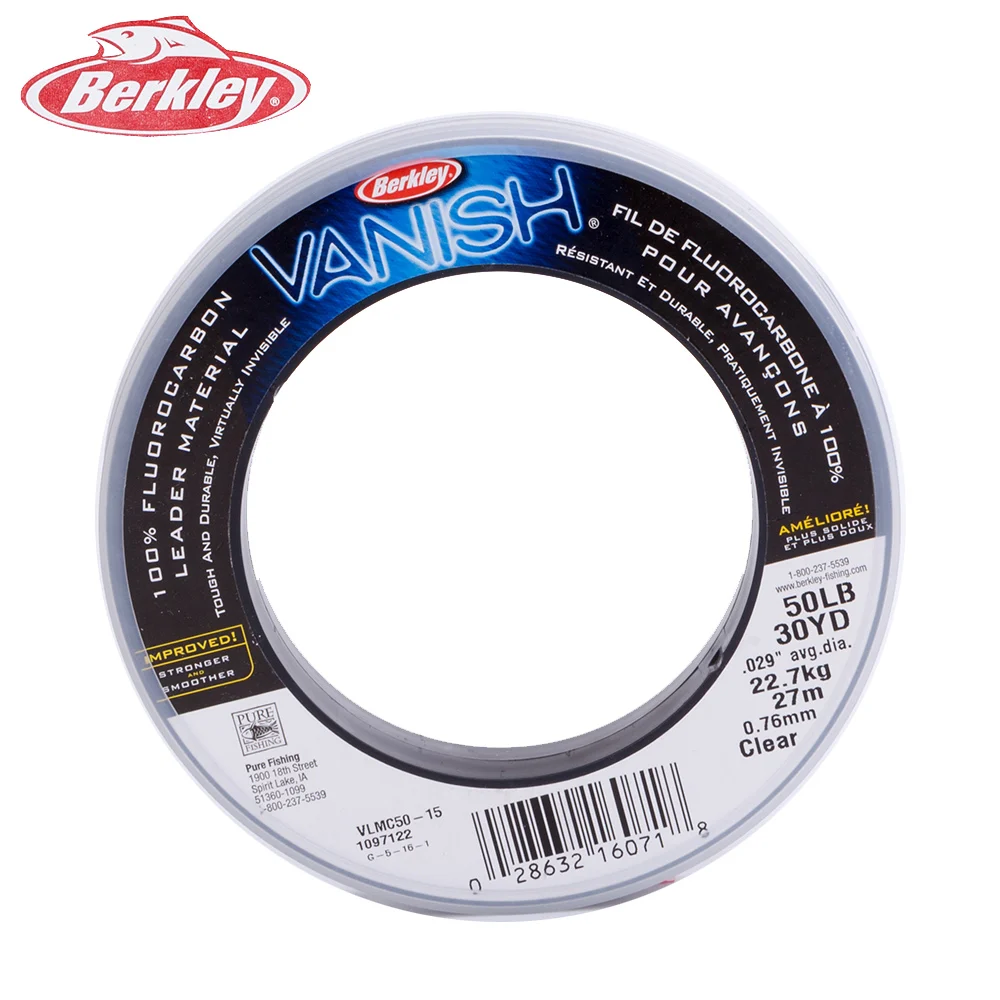 Berkley легко литье Vanish Clear 27 м 50/80/100 фунтов 100% фторуглеродная Mainline 30YD Leader Tippet Тонущая