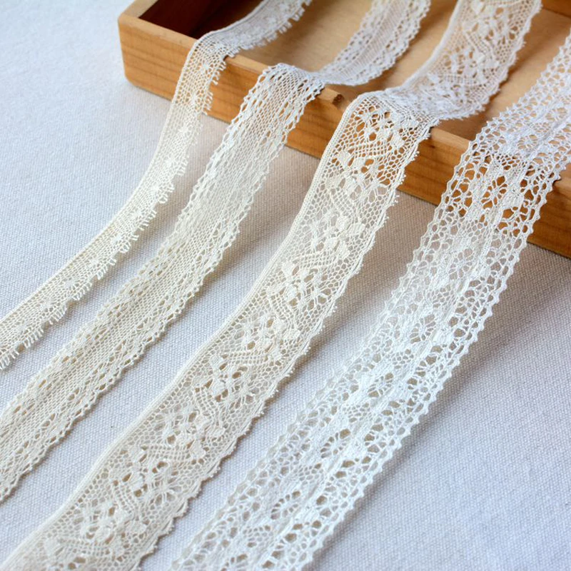 

20yards Beige cotton thread Lace Trim fabric Ribbon DIY Craft home clothes tablecloth curtain Shoes decorative Sewing Accessorie