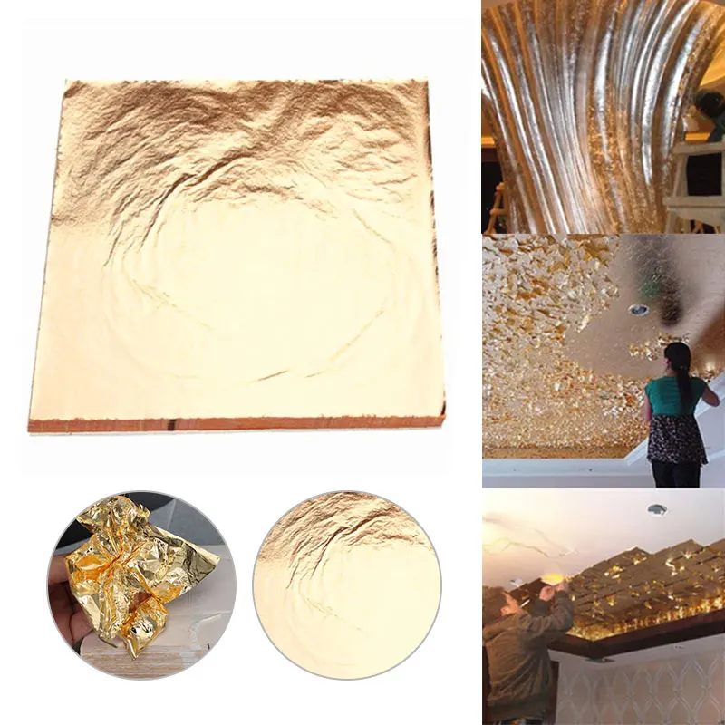 100Sheets Imitation Gold Copper Leaf Foil Paper Gilding Art Craft 14X14Cm | Дом и сад