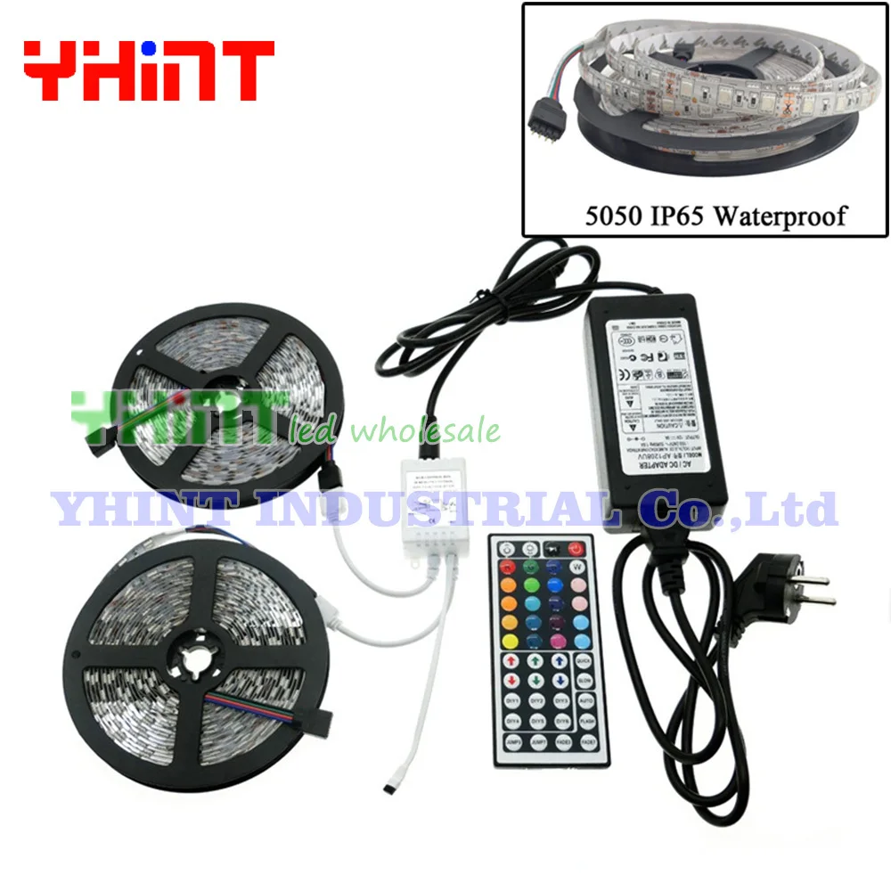 1 комплект 10 метров IP65 Водонепроницаемый SMD5050 60 светодиодный/M RGB DC12V 10A