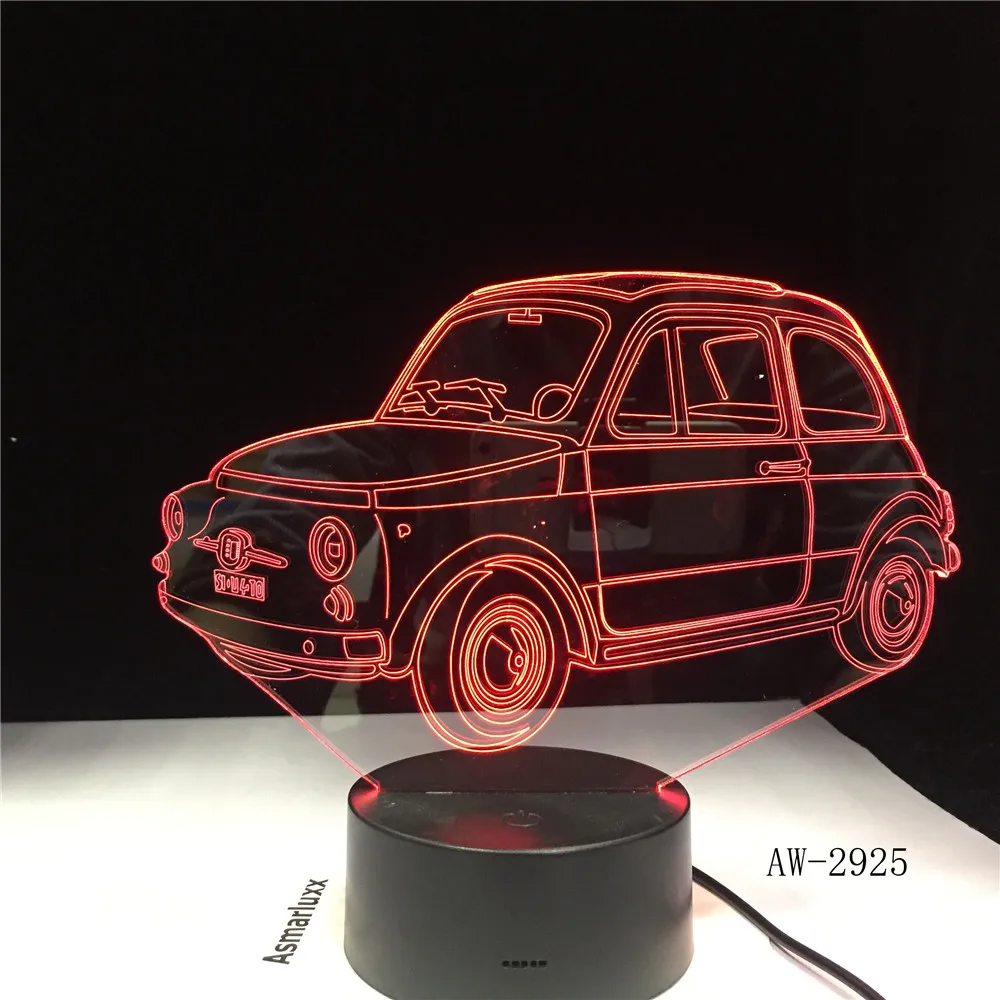 Крутой автомобиль 3D ночник 7 цветов Светодиодная настольная лампа сенсорный