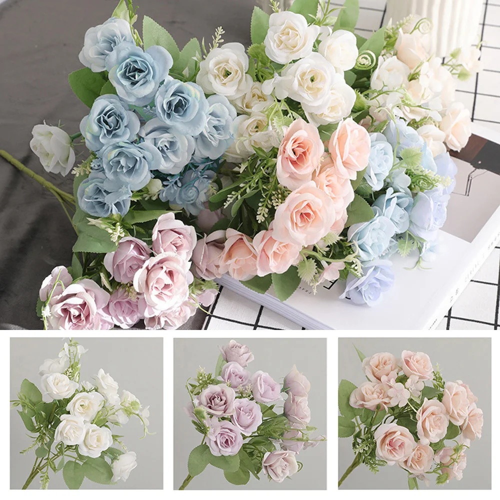 Искусственные розы пластик 5 стебли поддельные Свадебные Свадебный букет Декор