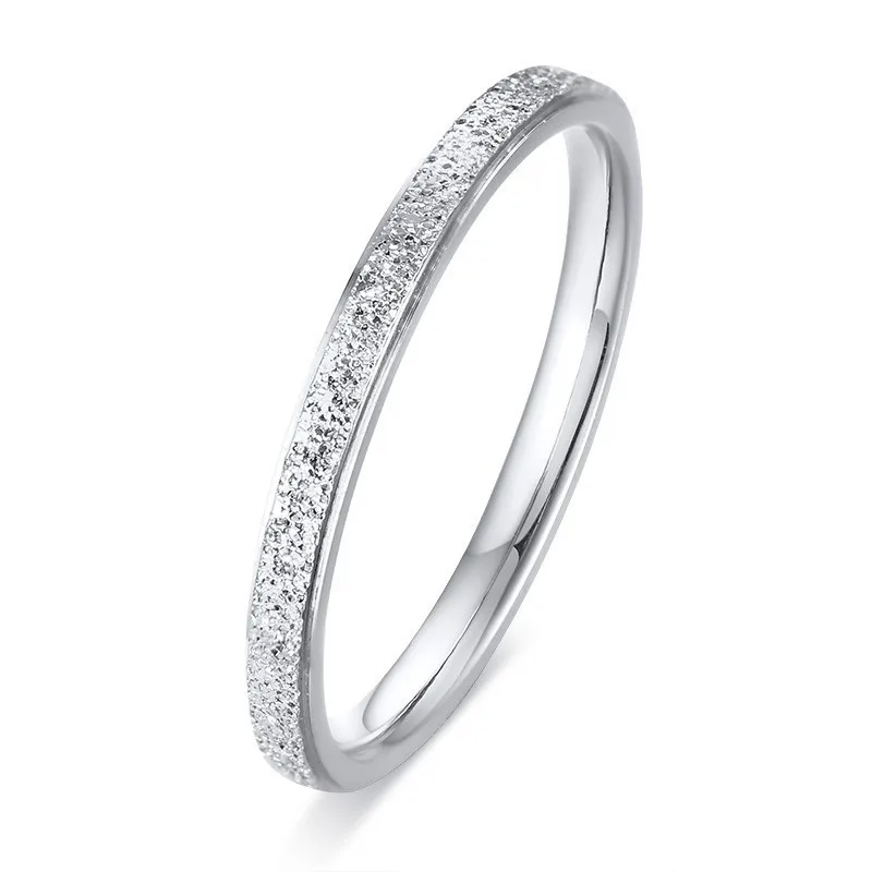 Elegant Wedding Bands Rings for Women 2MM Sandblast Stainless Steel Femme Lady anel Accessories | Украшения и аксессуары