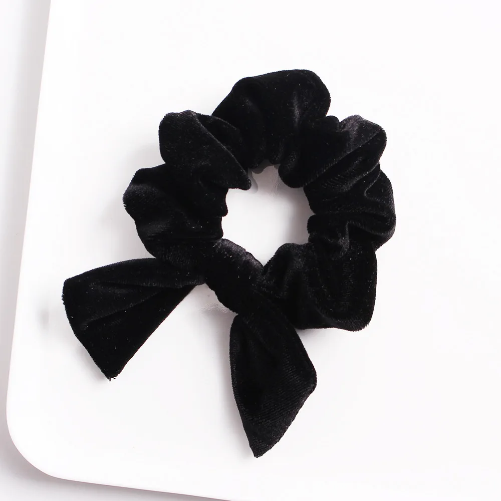 

Solid Velvet Scrunchies For Women Good Quality Fabrics Knot Scrunchy Hair Tie For Pony Tail Soft Elastic Hair Bands Large Loops