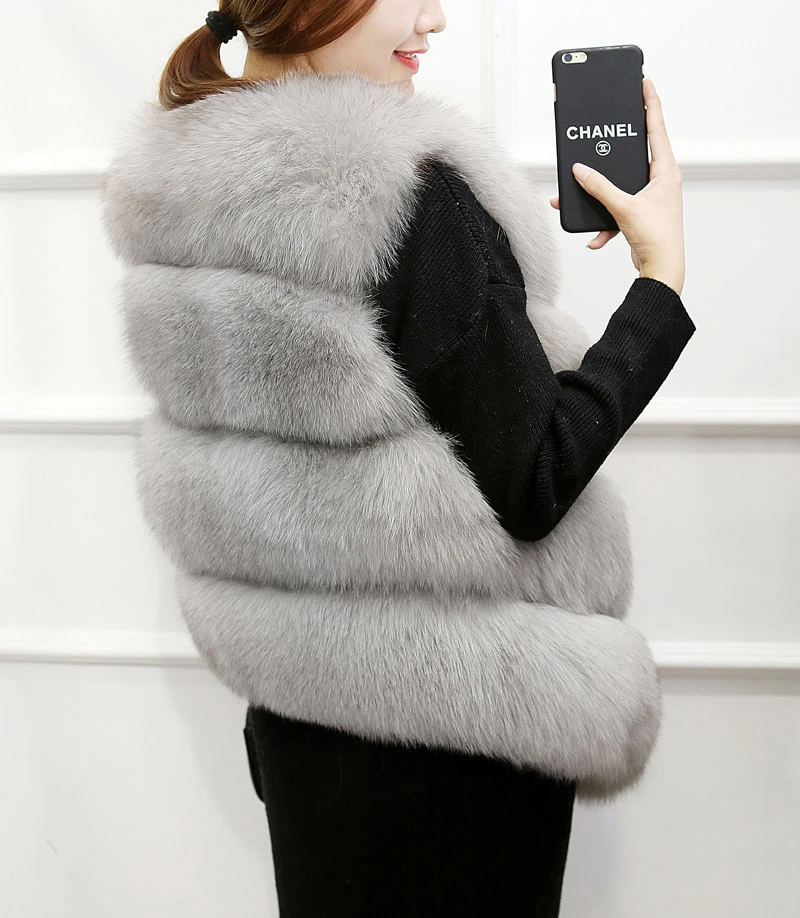 IANLAN Модный зимний женский жилет высокого качества из искусственного лисьего