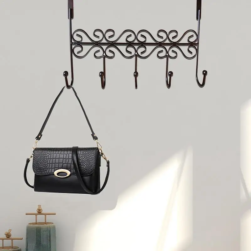 Металлическая вешалка стойка с крючками для дверей 5 крючков без гвоздей