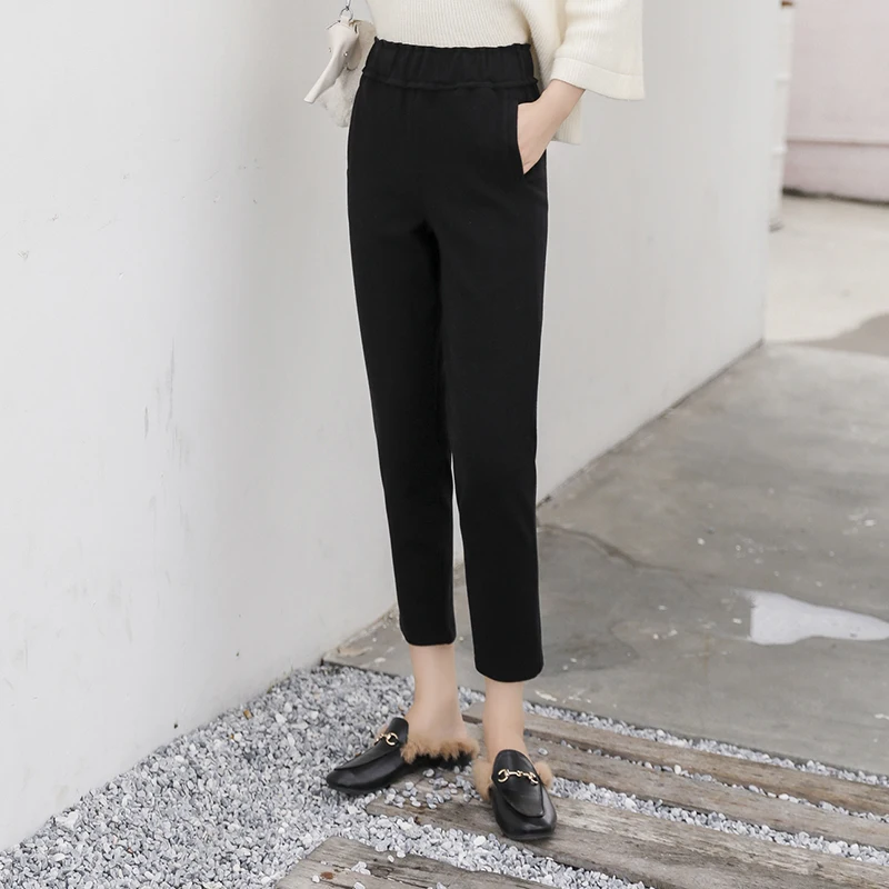 Woolen Pants Women Spring Autumn Solid Elastic Waist Wool Harem Female 2018 New Causal Loose High Lady Long Trousers | Женская одежда