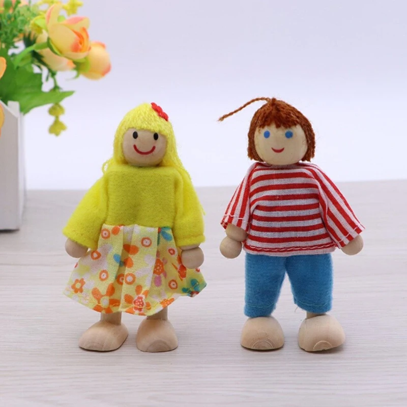 7pcs Set Family Dolls Wooden Furniture House Miniature 7 People Doll Kids Toy |