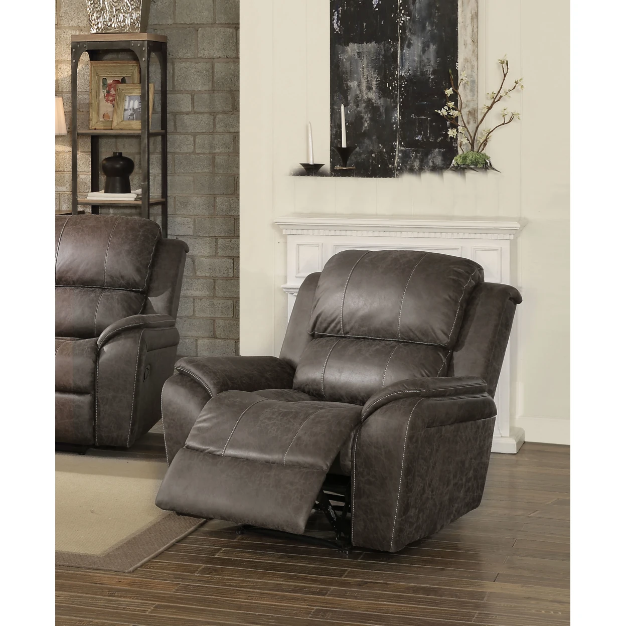 Barnaby Recliner Gray Microfiber | Мебель