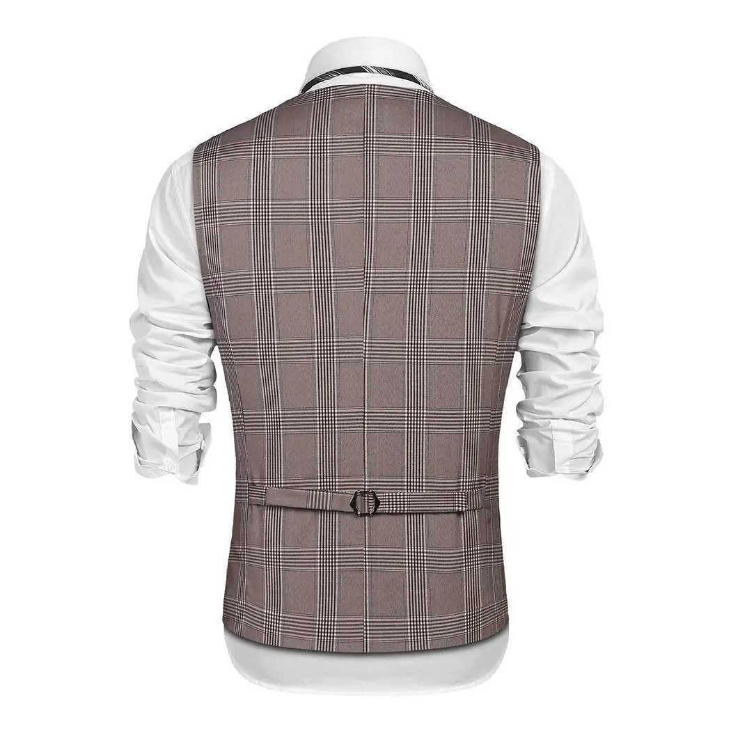 Men V Neck Sleeveless Double Breasted Adjustable Spring Autumn Winter Back Strap Vest Casual Business | Мужская одежда