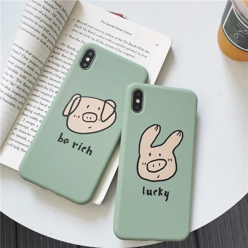 Lovebay Телефон чехол для iPhone 6 6s 7 8 плюс X XR XS Max милый мультфильм свинья мятно зеленый