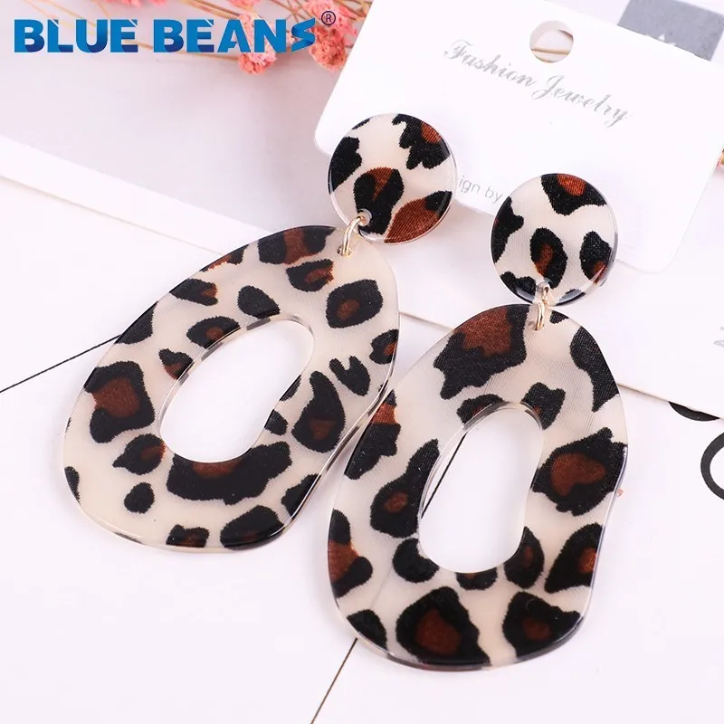 2019 Горячие ZA ювелирные изделия boho Акриловые Leopard овальные длинные висячие серьги