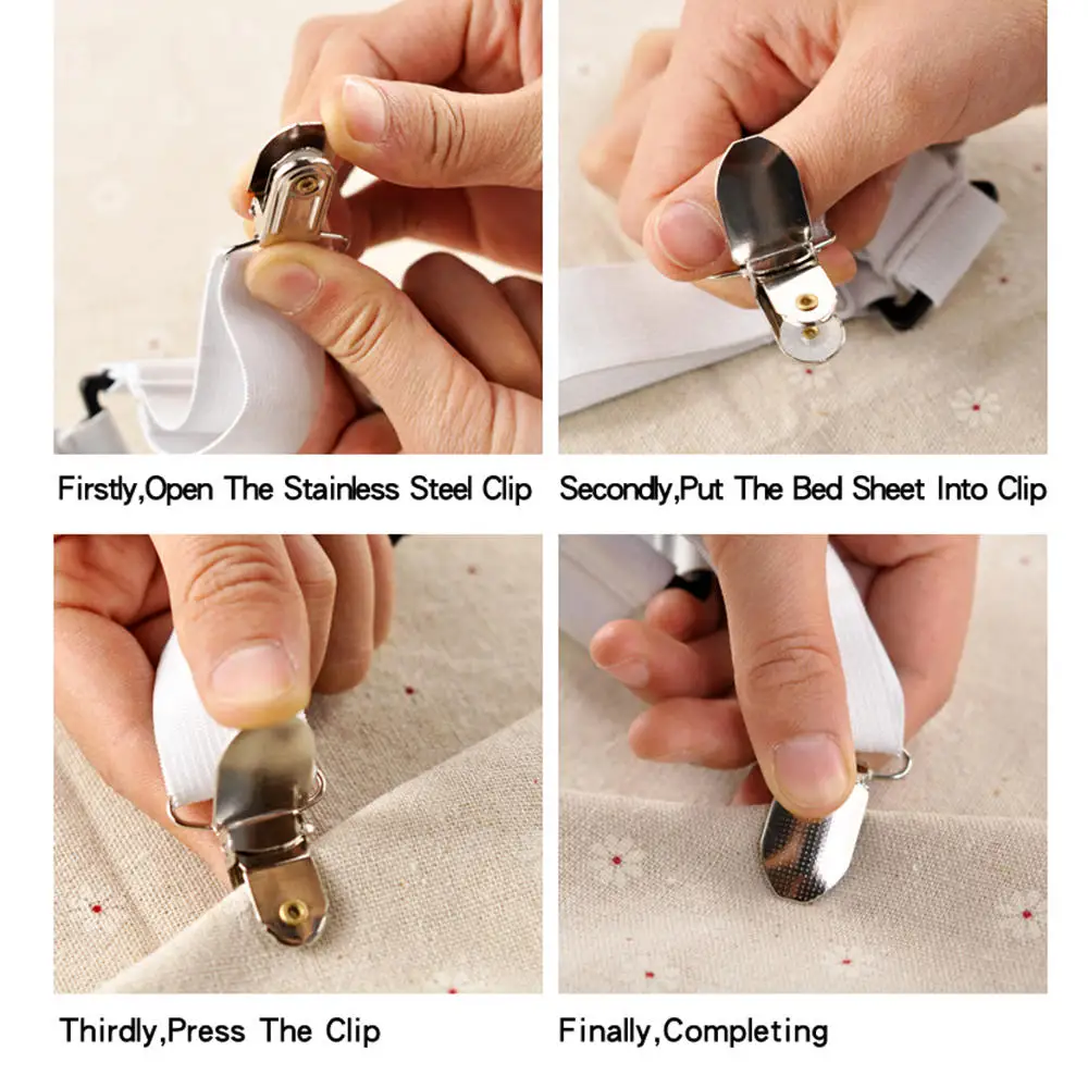 

4Pcs/Set Bed Sheet Clip Bed sheet Belt Fastener Holder Elastic Non-slip Clip Blanket Gripper