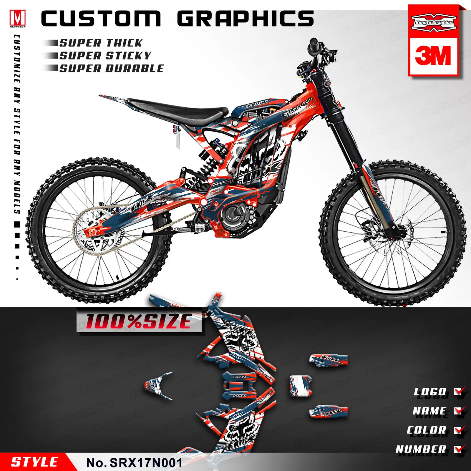 KUNGFU GRAPHICS MX Racing Sticker Набор стикеров для велосипеда-грязи Электрический