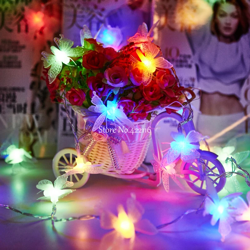 Гирлянда светодиодная с 3d бабочкой 10 м 20 30 50 м|butterfly led|holiday lightsled string fairy |