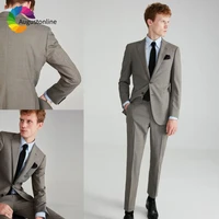 custom made grey men suits wedding groom tuxedos man blazer jacket pants slim fit gentlemen prom wear terno masculino 2piece
