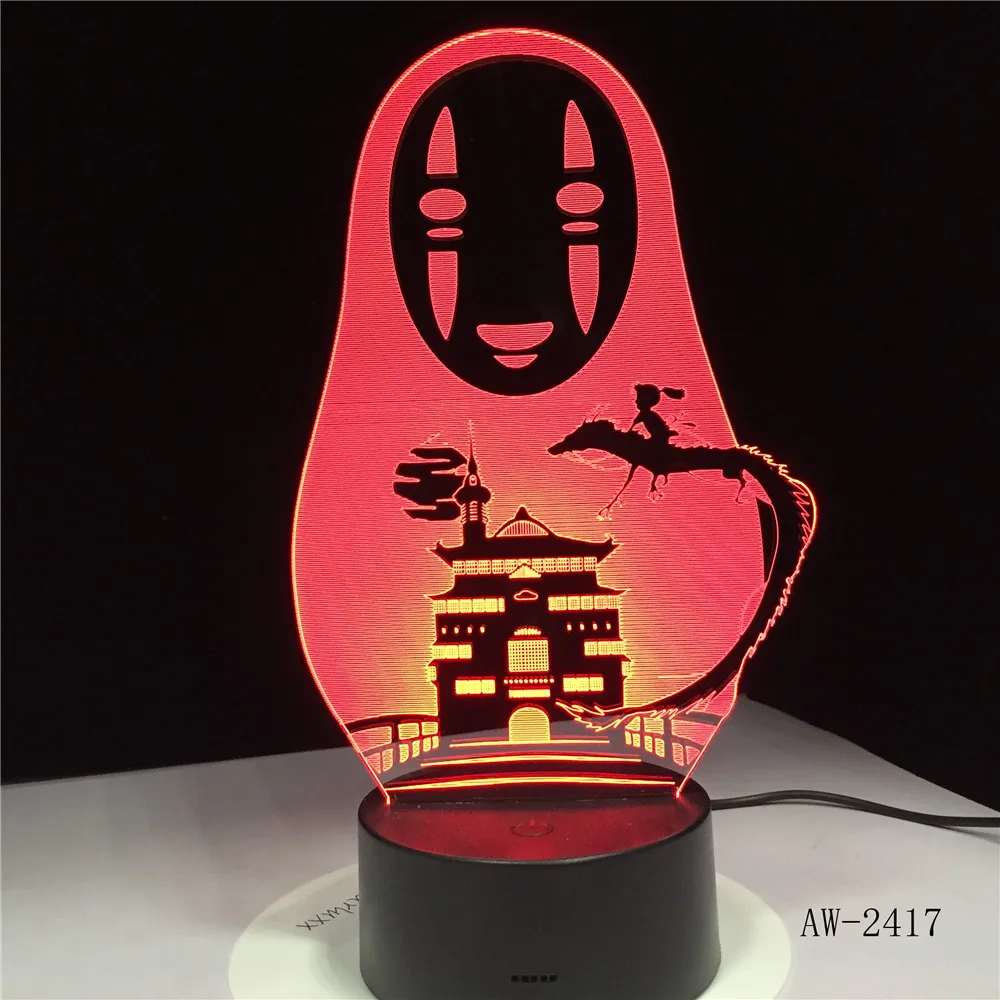 Miyazaki Hayao аниме 3D Светодиодная лампа без лица человек экшн фигурки украшения куклы