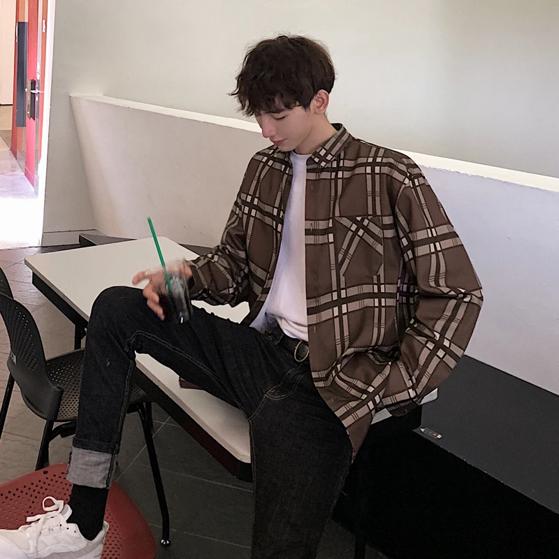 Новинка весна лето 2019 модная Свободная Повседневная рубашка в клетку с длинным