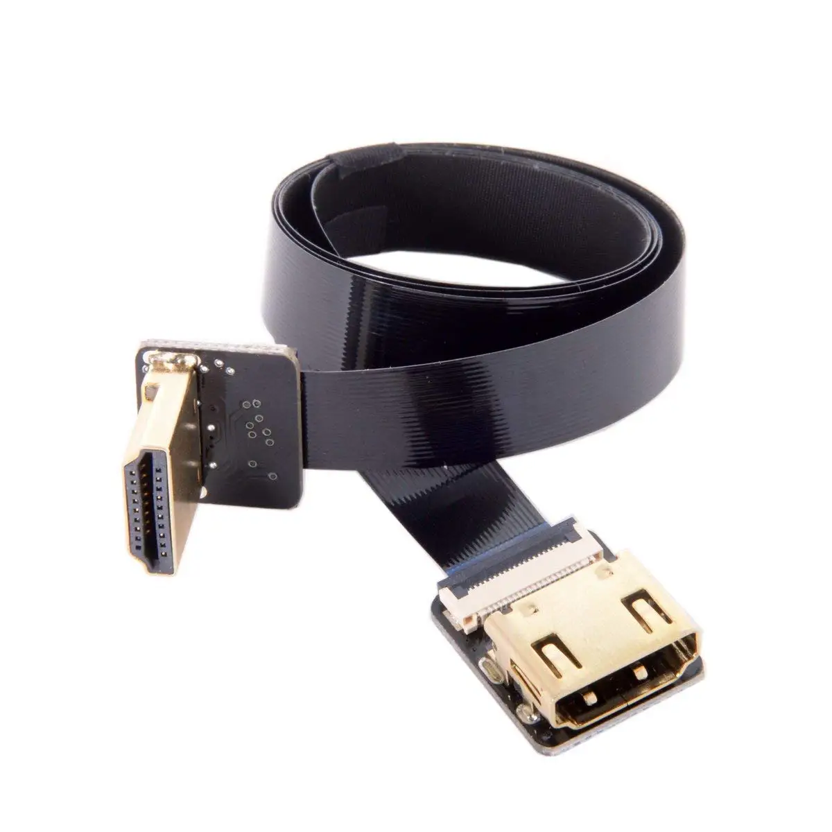 FPC плоский кабель для HDTV с углом обзора 90 градусов HDMI штекер-гнездо 20 см черный |