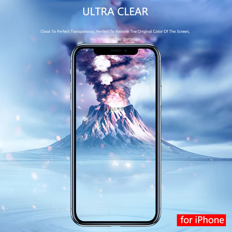 Изогнутое закаленное стекло 9D для iPhone XR защита экрана полное покрытие защитное