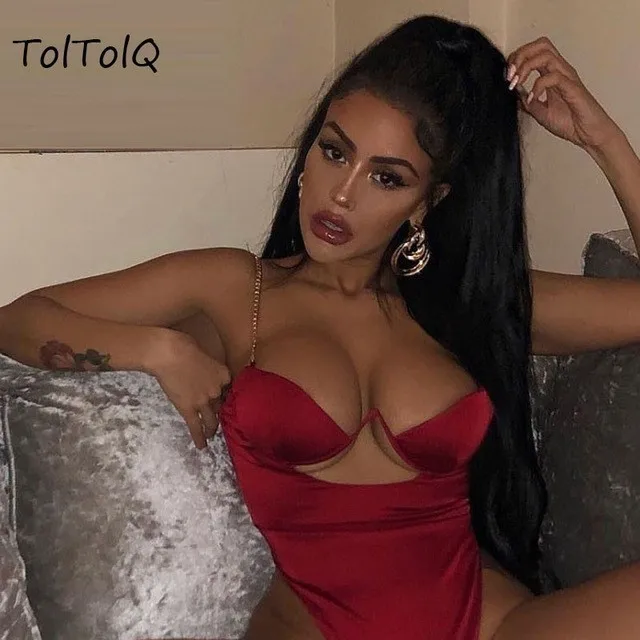 Женский комбинезон с цепочкой TolTolQ клубный открытой спиной лето 2019 | Женская