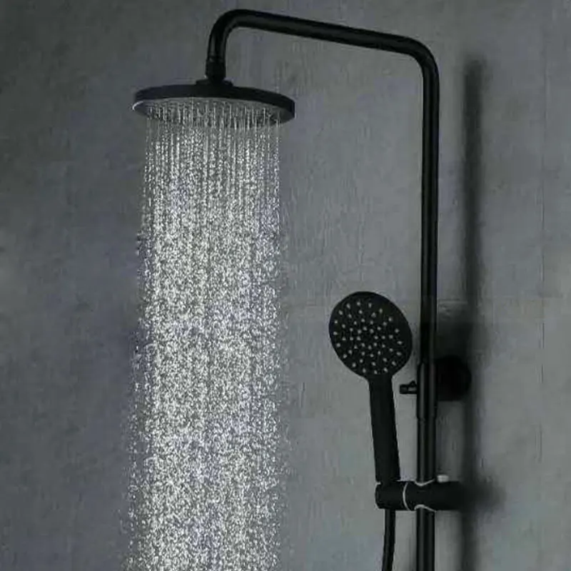 

Black shower set brass mixer tap single handle bathroom shower with round or square rainfall