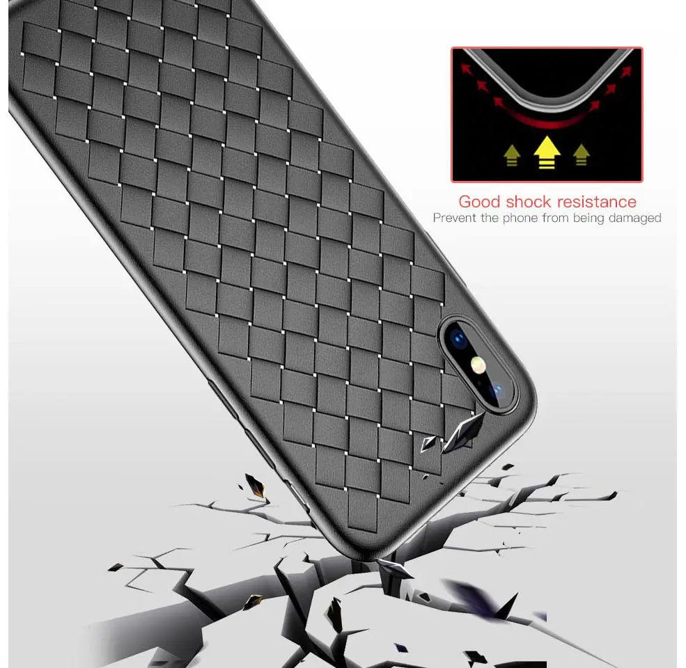 Мягкий силиконовый чехол для iPhone XS Max XR ТПУ кожаный сетчатый ткацкий ультра