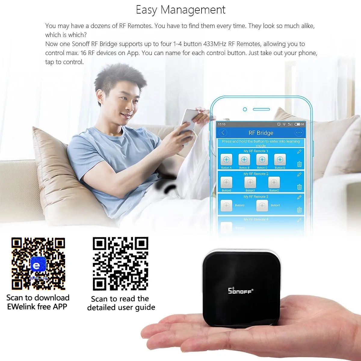 Sonoff RF Bridge WiFi 433 мГц Замена умный дом автоматизация универсальный переключатель