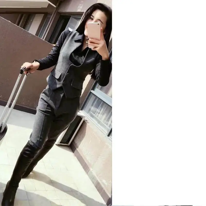 Slim Fit 2018 2 Dresy Damskie Vetements Clothes Tracksuit Winter Hiver women Uzun Tops Coat And Pants Trousers Two Pieces Set |