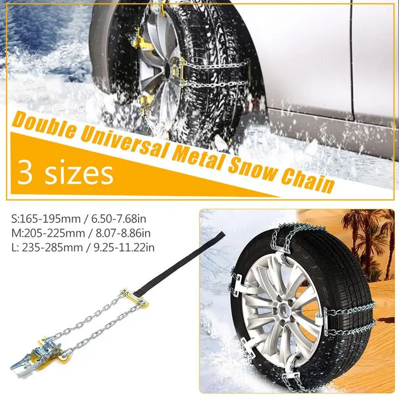 

2pcs Car Tires Anti skid Snow Chain nonskid chain Antiskid Chain Tire Anti-skid Belt For Snow Road Ice Road Manganese Steel