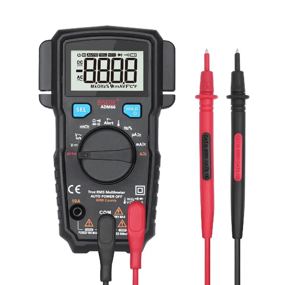 BSIDE ADM66 TRMS Цифровой мультиметр Авто Диапазон УФ Ом Гц темп NCV Карманный
