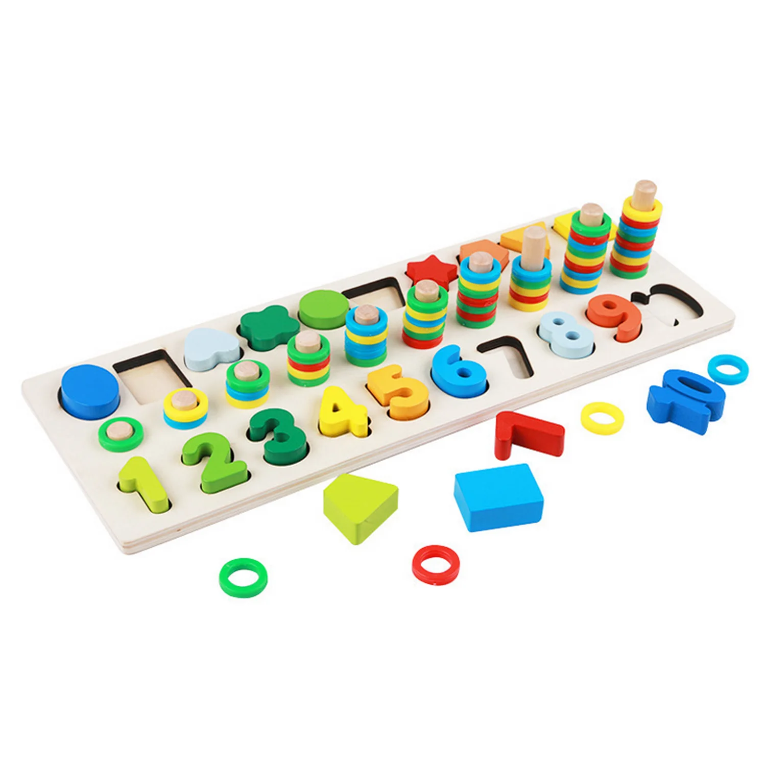 Besegad Kids Colored Wooden Geometric Number Shape Matching Sorting Board Puzzle Math Digital Counting Jigsaw Learning Toy | Игрушки и
