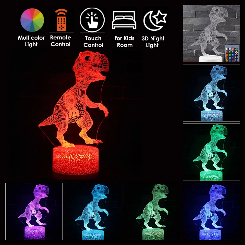

3D LED Night Light Touch Control Decorative Bedside Light Remote Control Dimmable Night Light with 7 Colors 6 Brightness 4 Modes