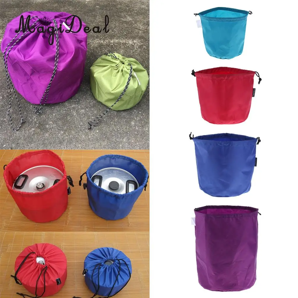 

Random Color Camping Tableware Pot Storage Bag Drawstring Organize Picnic Bowl
