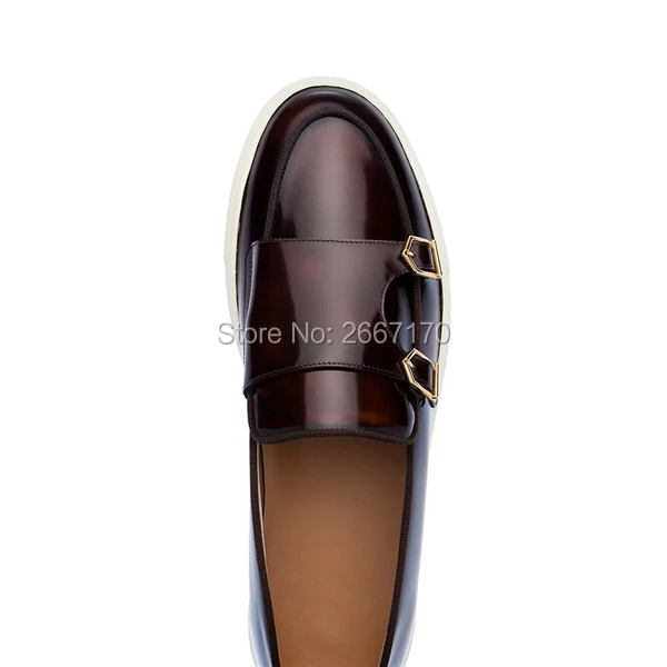 Прямая поставка Лоферы в стиле ретро из лакированной кожи на толстой резиновой