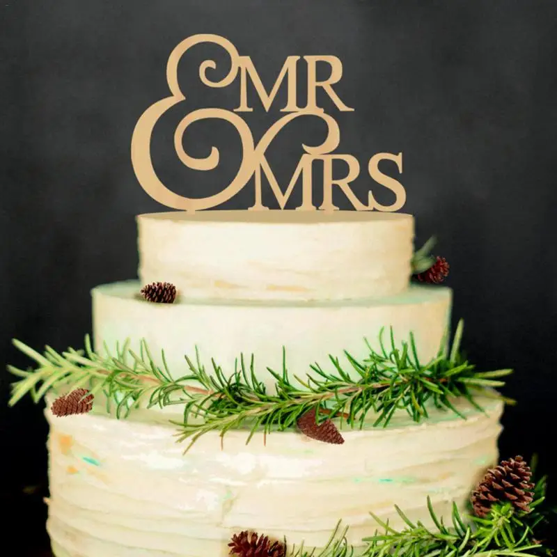 Свадебный торт Топпер Mr And Mrs LOVE свадебный деревенский украшение для торта