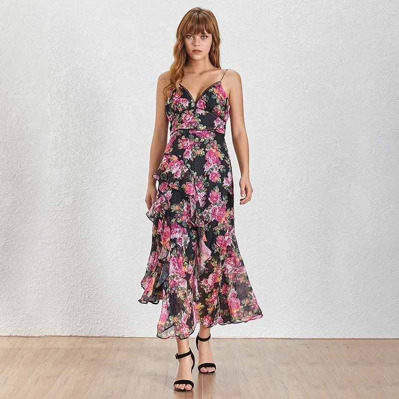 TWOTWINSTYLE сексуальное женское платье без рукавов с принтом v-образный вырез