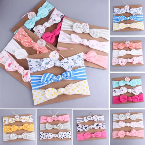 3pcs/Set Newborn Headband Ribbon Elastic Baby Headdress Kids Hair Band Girls Bow fashion Accessories | Детская одежда и обувь