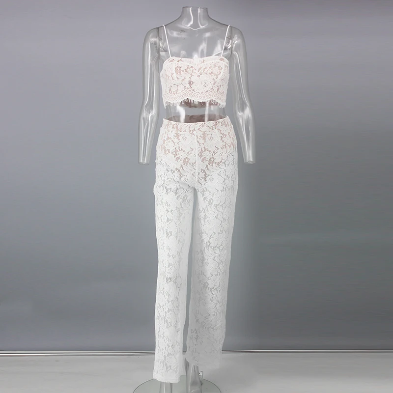 EvaQueen 2019 New Sexy 2 Piece Set women Summer Two piece set Backless tracksuit White two top and pants Club Party | Женская одежда