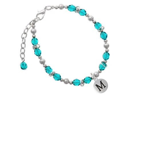 Серебряный браслет из бусин с буквами M Pebble Disc Teal| |